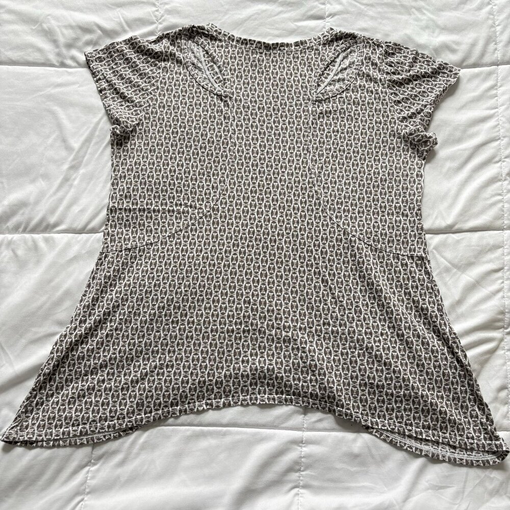 Womens Size XL Blouse Short Sleeve Scoop Neck Pockets Brown Office 90s Y2K - Picture 8 of 10